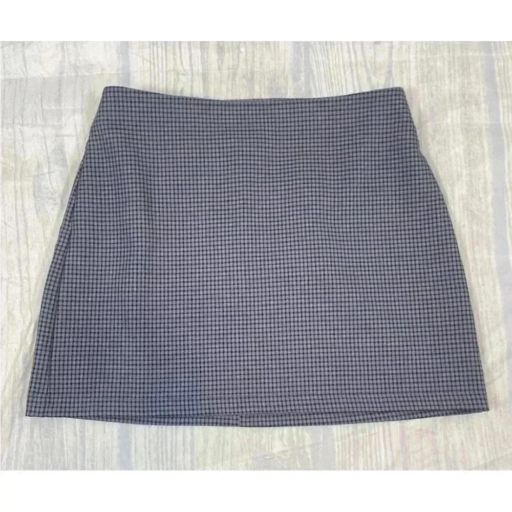 NEW Urban Outfitters Woman’s S A Line Skirt Purple Navy Gingham Mini Stretch‎